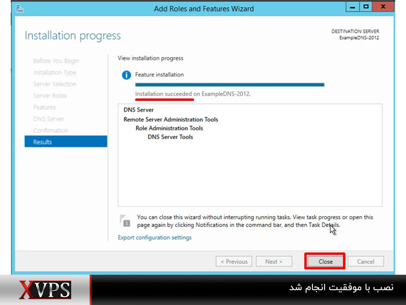 اتمام مراحل نصب DNS server roll