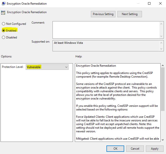 رفع ارور CredSSP Encryption Oracle Remediation ویندوز 10