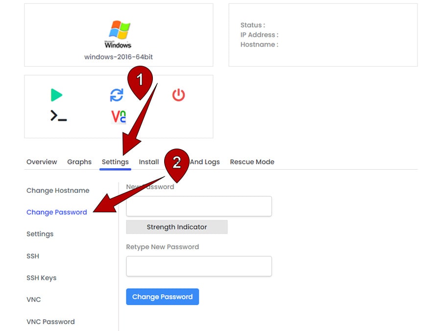 تغییر پسورد vps از کنترل پنل virtualizor