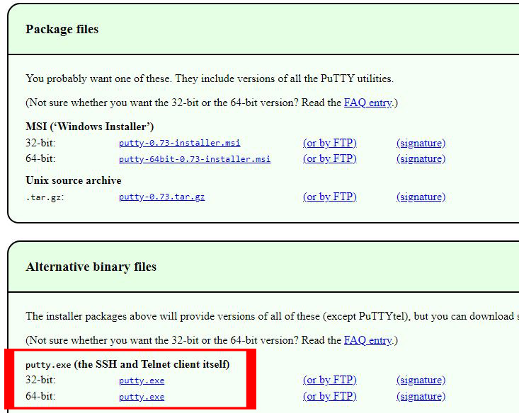 صفحه دانلود نرمافزار putty