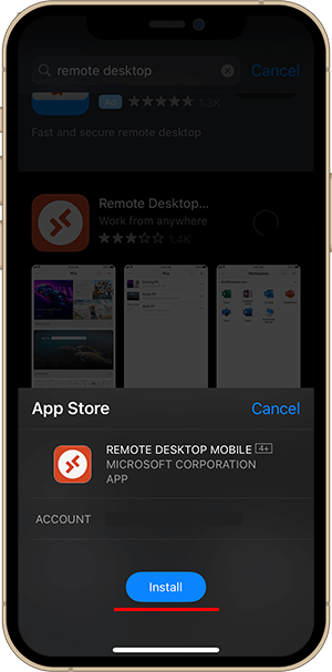 مراحل دانلود remote desktop از اپل استور