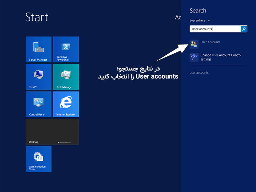 تنظیمات user accounts در ویندوز سرور 2012 و 2012R2